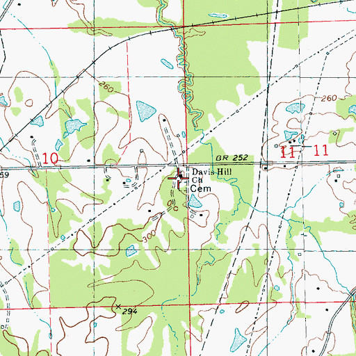 Topographic Map of Davis Hill Church, MS