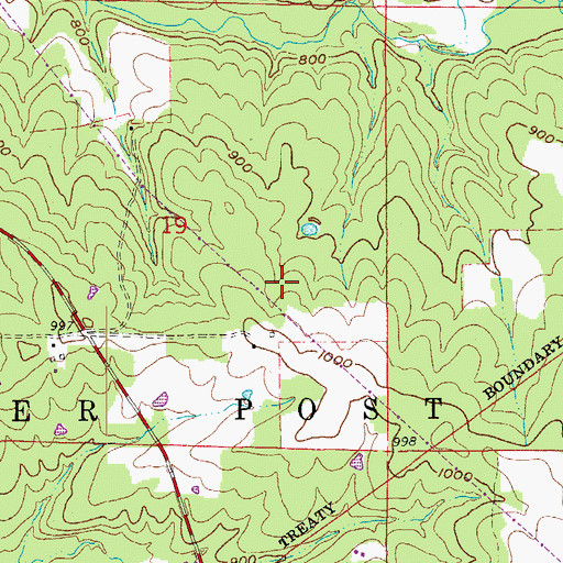 Topographic Map of Township of Center Post, AR