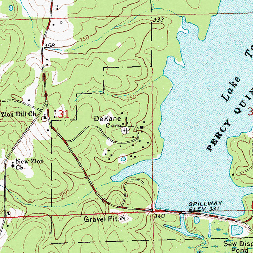 Topographic Map of DeKane Cemetery, MS