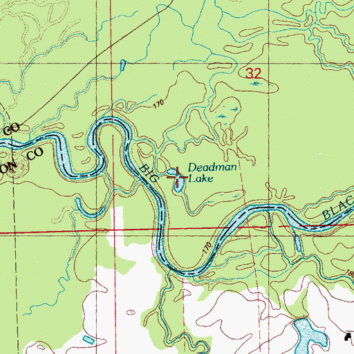 Topographic Map of Deadman Lake, MS