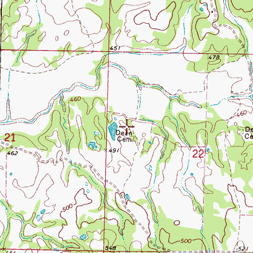 Topographic Map of Dean Cemetery, MS