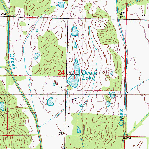 Topographic Map of Deans Lake, MS