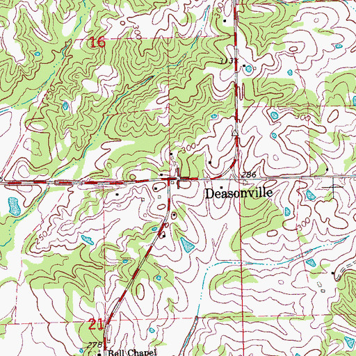 Topographic Map of Deasonville, MS