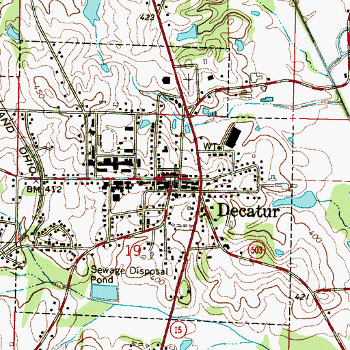 Topographic Map of Decatur, MS