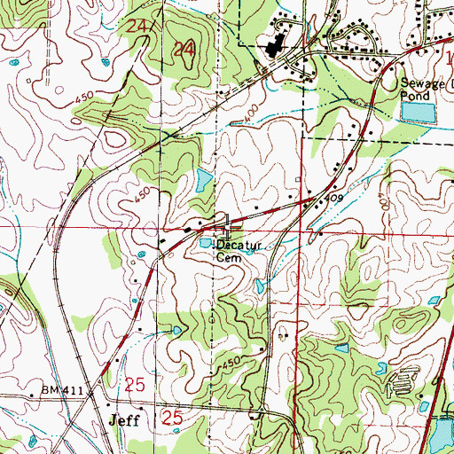 Topographic Map of Decatur Cemetery, MS