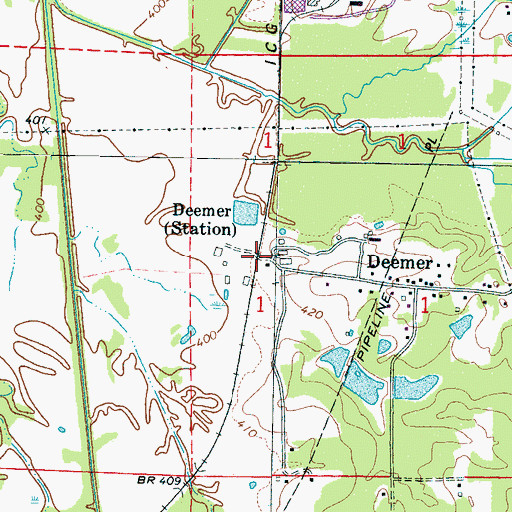 Topographic Map of Deemer, MS