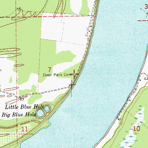 Topographic Map of Deer Park Cemetery, MS