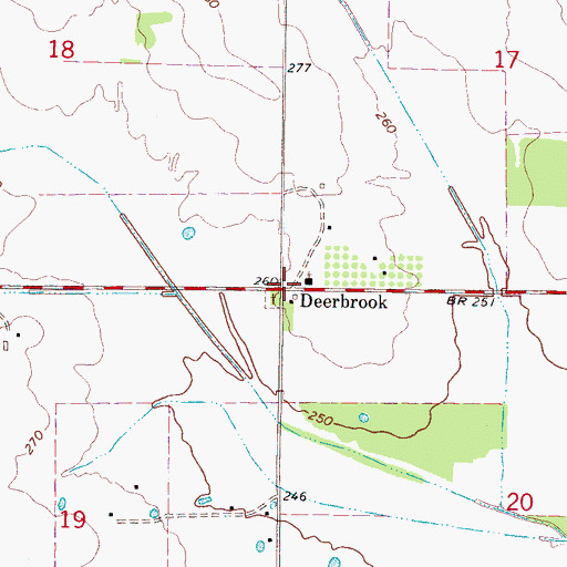 Topographic Map of Deerbrook, MS