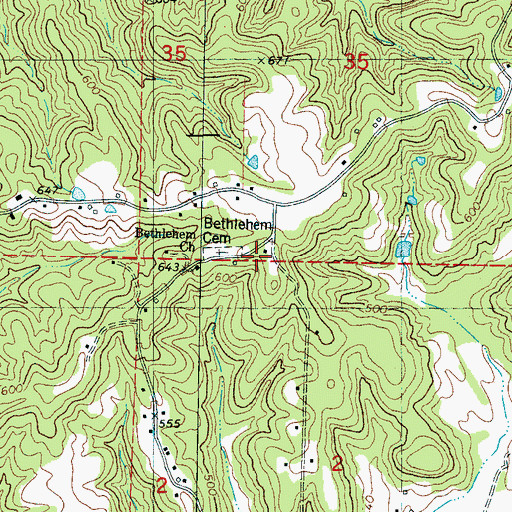 Topographic Map of Deerlick School, MS