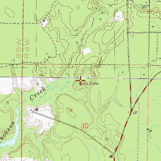Topographic Map of Dees Cemetery, MS