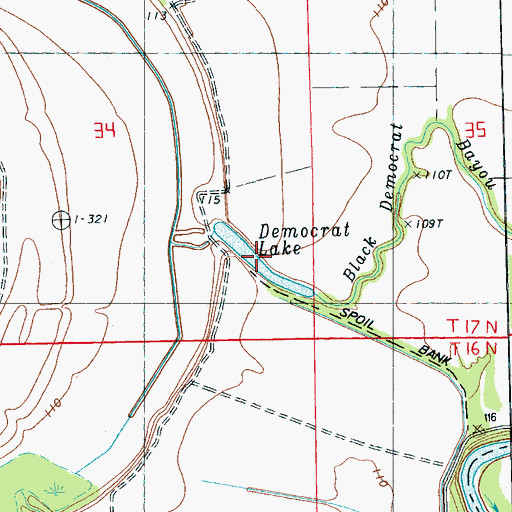 Topographic Map of Democrat Lake, MS