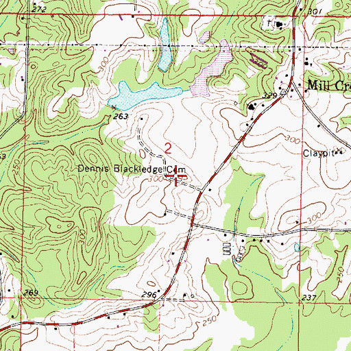 Topographic Map of Dennis Blackledge Cemetery, MS