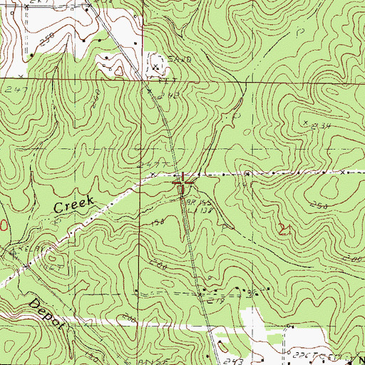 Topographic Map of Denny Mill Creek, MS