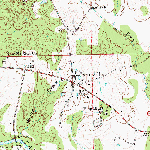 Topographic Map of Dentville, MS
