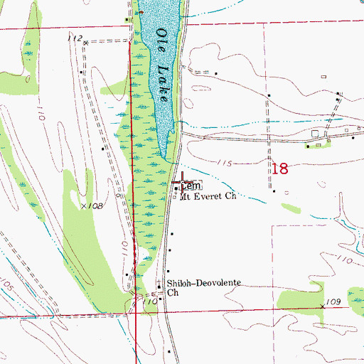 Topographic Map of Deovolente School, MS