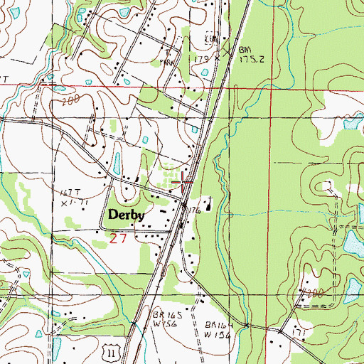 Topographic Map of Derby, MS