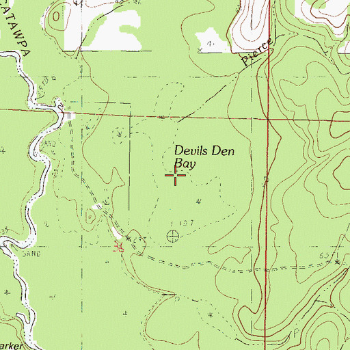 Topographic Map of Devils Den Bay, MS