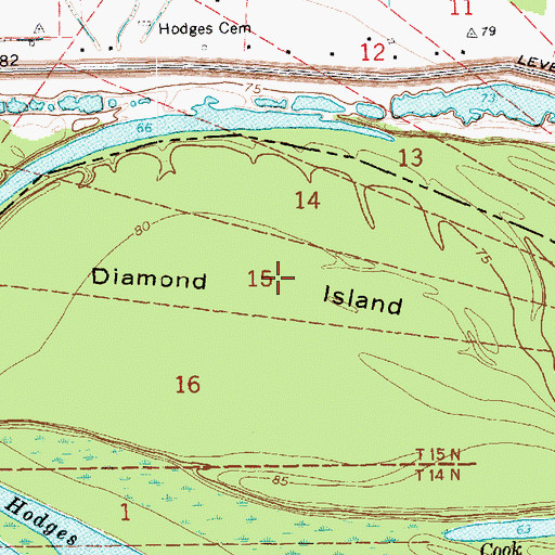 Topographic Map of Diamond Island, MS
