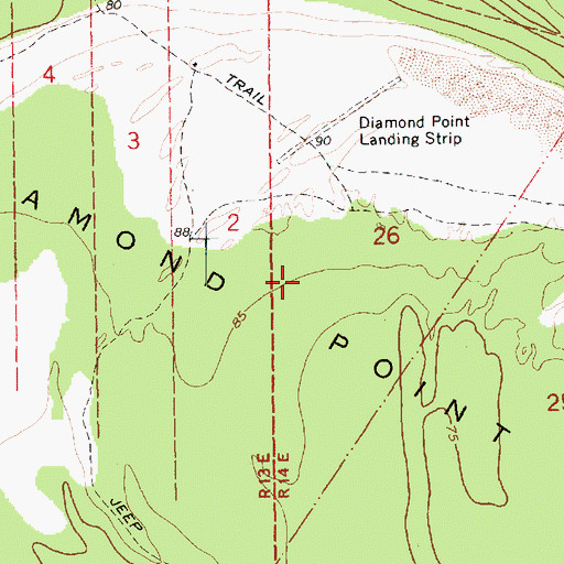 Topographic Map of Diamond Point, MS