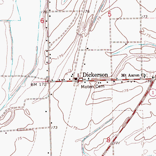 Topographic Map of Dickerson, MS
