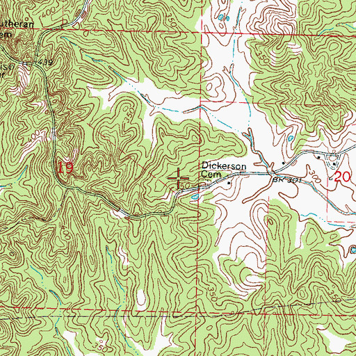 Topographic Map of Dickerson Cemetery, MS