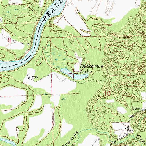 Topographic Map of Dickerson Lake, MS