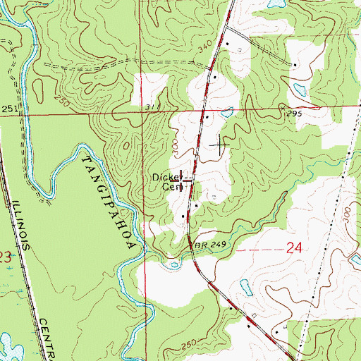 Topographic Map of Dickey Cemetery, MS