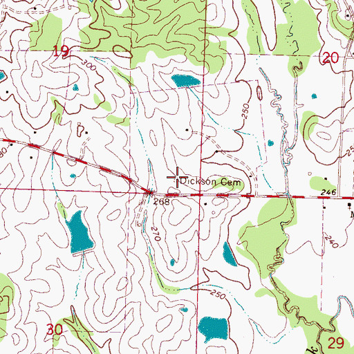 Topographic Map of Dickson Cemetery, MS