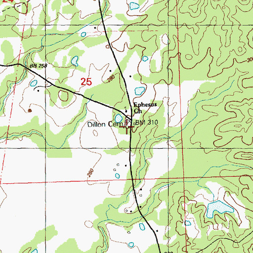 Topographic Map of Dillon Cemetery, MS