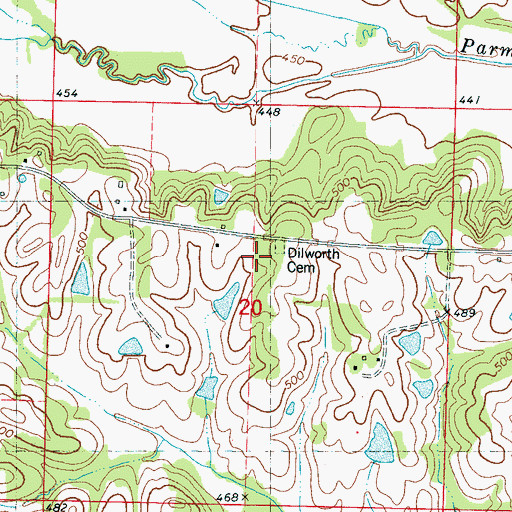Topographic Map of Dilworth Cemetery, MS