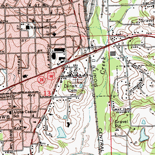 Topographic Map of Dinah Cemetery, MS