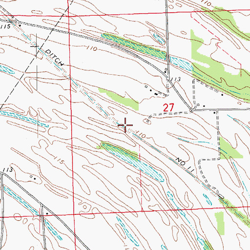 Topographic Map of Ditch Number Eleven, MS