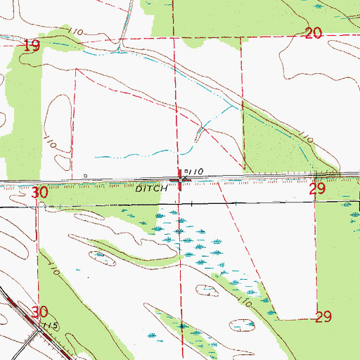 Topographic Map of Ditch Number Fourteen, MS