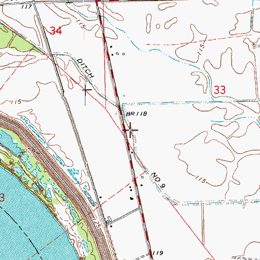Topographic Map of Ditch Number Nine, MS