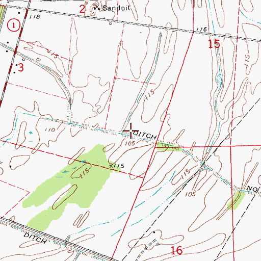 Topographic Map of Ditch Number Nine A, MS