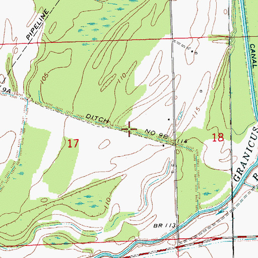 Topographic Map of Ditch Number Nine B, MS