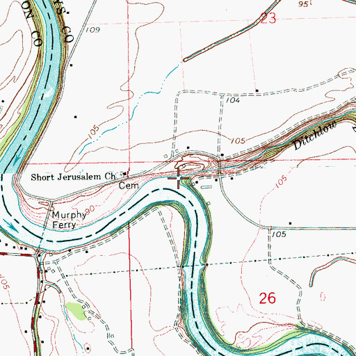 Topographic Map of Ditchlow Bayou, MS