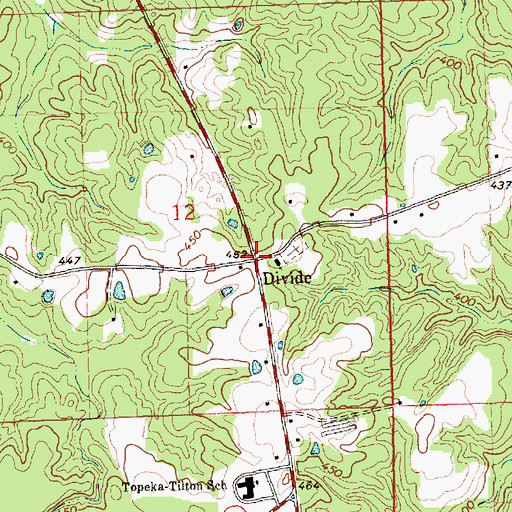 Topographic Map of Divide, MS