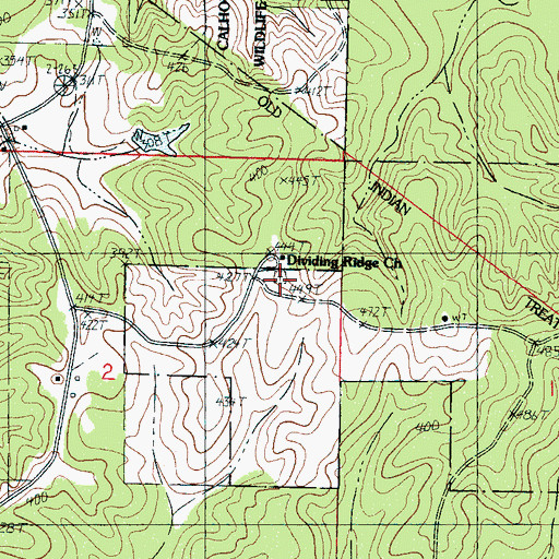 Topographic Map of Dividing Ridge Cemetery, MS