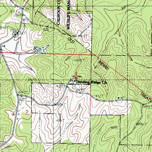 Topographic Map of Dividing Ridge Church, MS