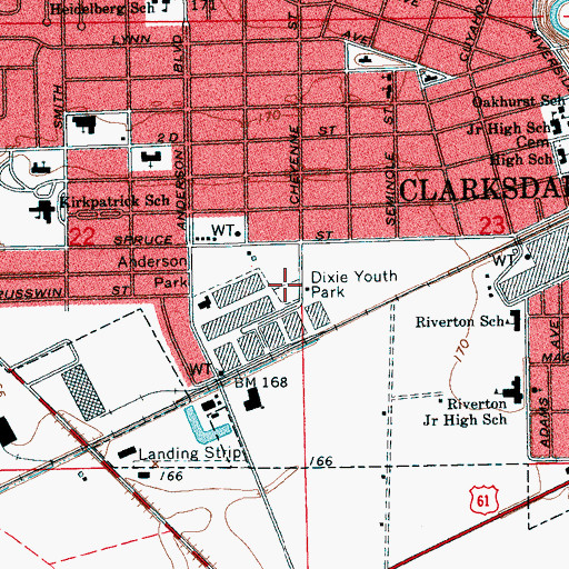 Topographic Map of Dixie Youth Park, MS