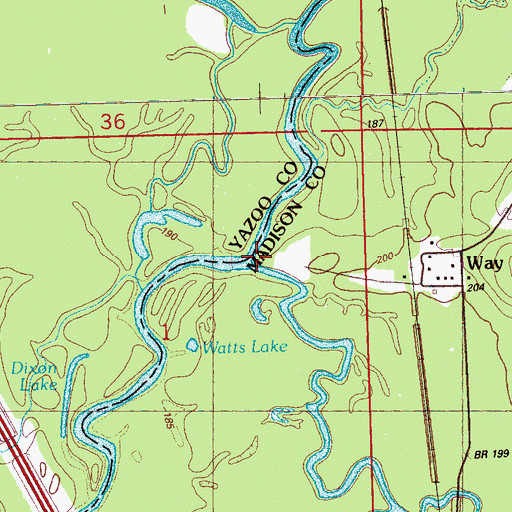 Topographic Map of Doaks Creek, MS