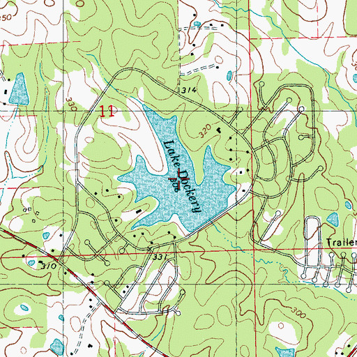 Topographic Map of Lake Dockery, MS