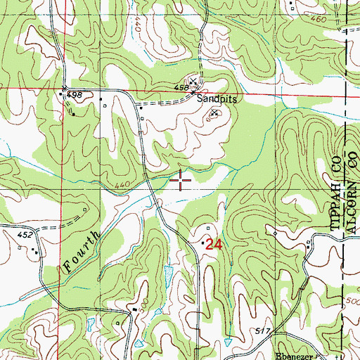 Topographic Map of Dodd Creek, MS