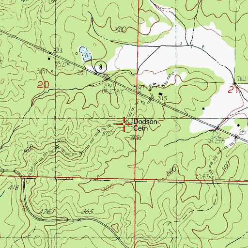 Topographic Map of Dodson Cemetery, MS
