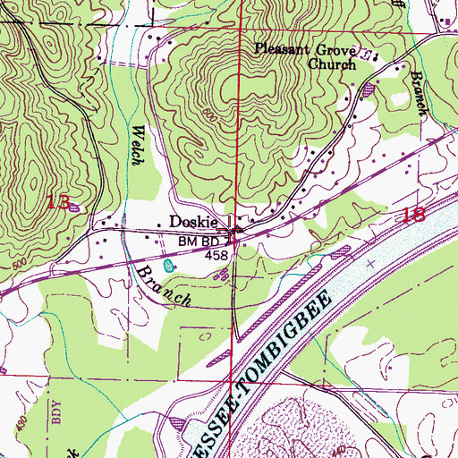 Topographic Map of Doskie, MS