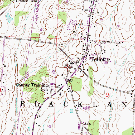 Topographic Map of Township of Tollette, AR