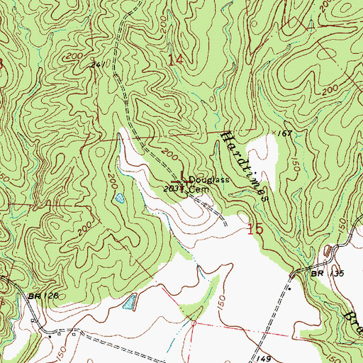 Topographic Map of Douglass Cemetery, MS