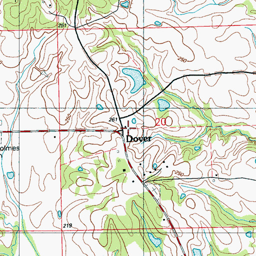 Topographic Map of Dover, MS