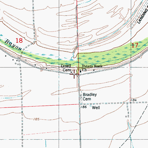 Topographic Map of Dowd Cemetery, MS